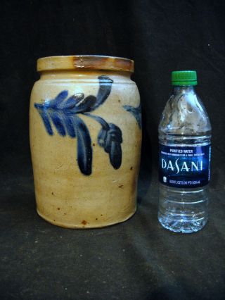 19th C.  Good PA Antique Blue Decorated Stoneware Canning Jar 2