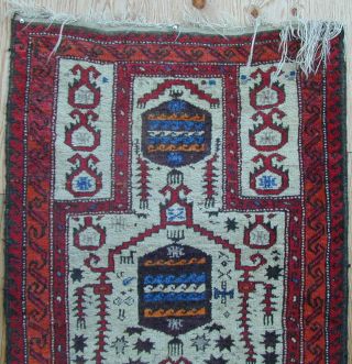 Old Handmade Oriental Prayer Rug 1940 ' s Very Rare 2