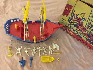 Ideal - Vintage Complete Pirate Ship W/box & Accessories