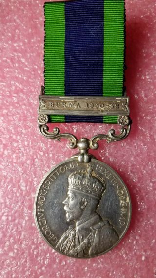 George V India Burma 1932 Medal Badge Army Navy Named World War