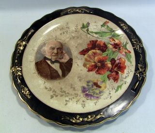 Antique Victorian William Gladstone (1809 - 1898) Portrait Plate Uk Prime Ministe