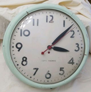 Vintage Seth Thomas School Office Industrial Electric Wall Clock Bubble Face