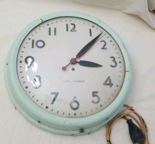 Vintage Seth Thomas School Office Industrial Electric Wall Clock bubble face 2