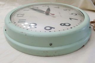 Vintage Seth Thomas School Office Industrial Electric Wall Clock bubble face 4