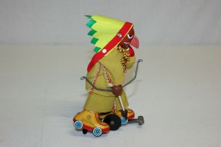 Vintage Linemar Japan Disney Tin Wind Up Roller Skating Shyanne Indian Chief EX 11