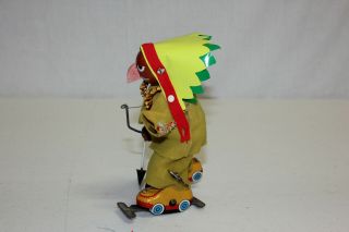 Vintage Linemar Japan Disney Tin Wind Up Roller Skating Shyanne Indian Chief EX 12