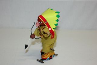 Vintage Linemar Japan Disney Tin Wind Up Roller Skating Shyanne Indian Chief Ex