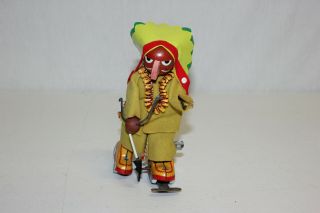 Vintage Linemar Japan Disney Tin Wind Up Roller Skating Shyanne Indian Chief EX 5