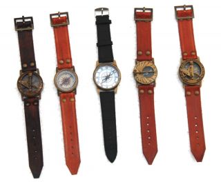 Vintage Style Marine Brass Sundial Compass Wrist Watch Type - - Compass