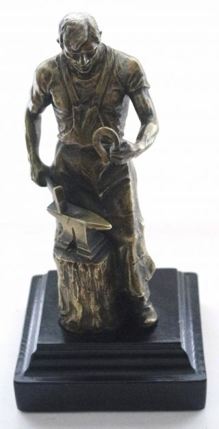 Austrian Bronze Statue of Mighty Blacksmith at his Forge.  Signed.  10 