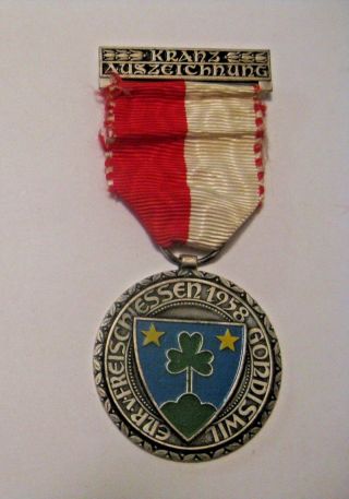 Vintage 1958 Swiss Military Embossed Auszeichnung Shooting Award Medal