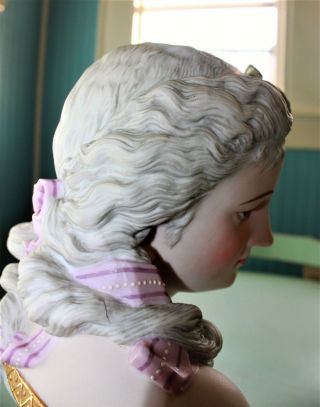 Antique Paris Porcelain French Sevres Style Bisque Figurine Doll Bust 11