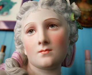 Antique Paris Porcelain French Sevres Style Bisque Figurine Doll Bust 3