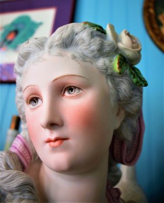 Antique Paris Porcelain French Sevres Style Bisque Figurine Doll Bust 4