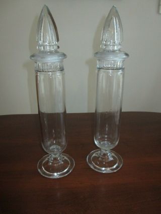 Two Antique Apothecary Drug Store 15 " Dakota Candy Counter Glass Display Jars