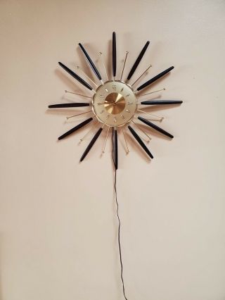 27 " Vintage Mid Century Modern Lux Atomic Starburst Wall Clock Robert Shaw