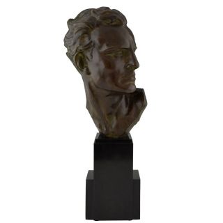 Art Deco Bronze Sculpture Male Bust Ugo Cipriani 1930