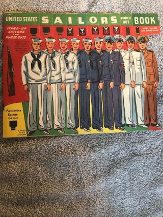 Rare 1942 Us Millitary Sailors Punch Out Doll Book Samuel Lowe Company