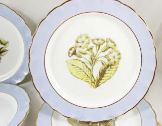 SET 11 PLATES ROYAL WORCESTER CHINA Z2091 AH WILLIAMSON PALE BLUE GOLD FLOWERS 10