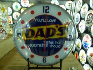 Restored Dad ' s Root Beer Lighted Pam Advertising Clock Sign Soda Pop Coca Cola 2
