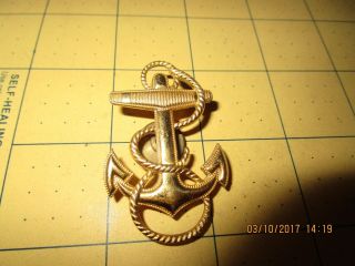 Vintage 10 Karat Gold Filled Usn Us Navy Pin Anchor Rope Hat Badge Naval Academy