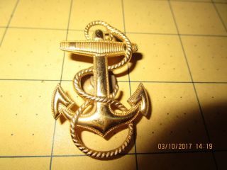 Vintage 10 Karat Gold Filled USN US Navy Pin Anchor Rope Hat Badge Naval Academy 2