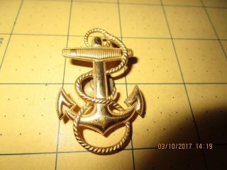 Vintage 10 Karat Gold Filled USN US Navy Pin Anchor Rope Hat Badge Naval Academy 3