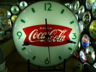 Restored Coca Cola Fishtail Lighted Swihart Advertising Wall Clock Sign Not Pam