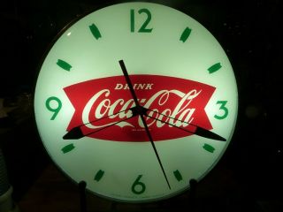 Restored Coca Cola Fishtail Lighted Swihart Advertising Wall Clock Sign Not Pam 2