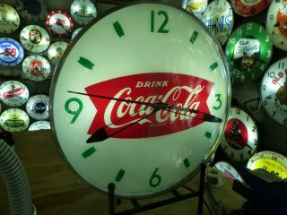 Restored Coca Cola Fishtail Lighted Swihart Advertising Wall Clock Sign Not Pam 5