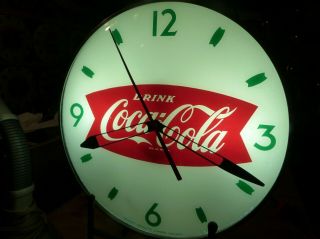 Restored Coca Cola Fishtail Lighted Swihart Advertising Wall Clock Sign Not Pam 6