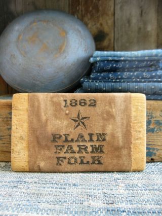 Small Antique Wood Bread Board Surface Plain Farm Folk