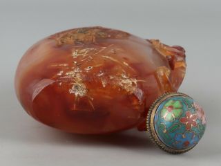 Chinese Exquisite Hand carved Dragon and brave troops Carving agate snuff bottle 7