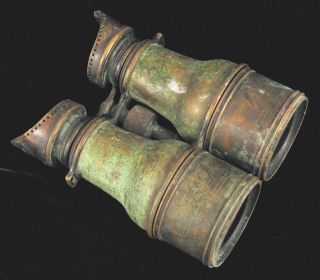 Antique Brass Military Binoculars Very Early Navy Nautical Optics Glass Eye