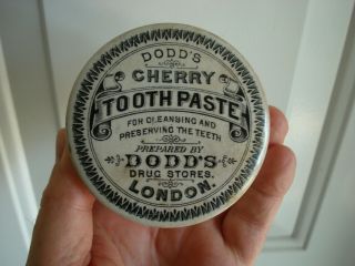 Antique,  fancy border,  Dodd ' s Drug Stores LONDON pharmacy ToothPaste jar pot lid 3