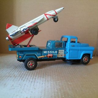 Vintage 50s Nomura Japan Tin Bat/op Rocket Missile Launcher Chevy Truck