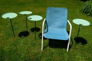 4 Vintage Mid Century Modern Retro Chairside Lawn Patio Tables -