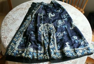 Antique Chinese Silk Embroidered Floral Skirt