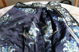 Antique Chinese Silk Embroidered Floral Skirt 8