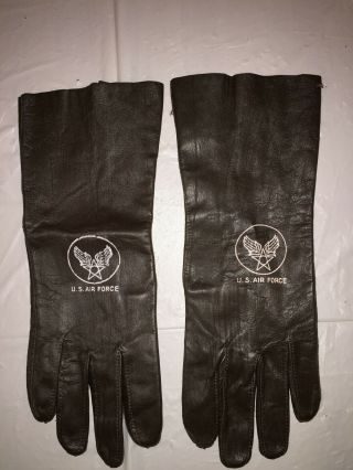 Vintage Rare Us Air Force Leather Summer Flying Gloves Vg