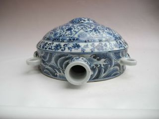 Chinese Blue White Flower Porcelain Half Flat Hang Vase