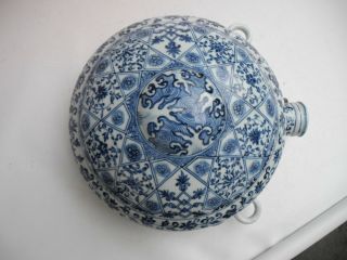 Chinese Blue White Flower Porcelain Half Flat Hang Vase 6