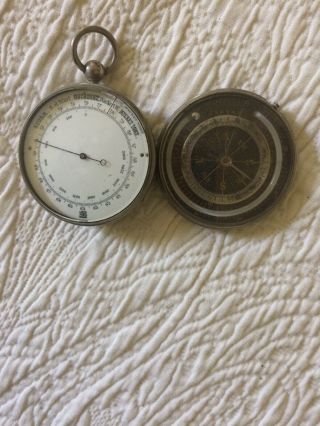 Antique Pocket Barometer & Compass REAUMUR In OriginalCase Late 19th C.  Swedish 12