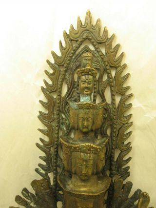 Antique 14 Inch Tibetan Buddhist Bronze 11 Head Avalokiteshvara 2