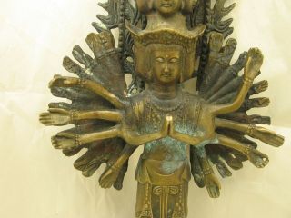 Antique 14 Inch Tibetan Buddhist Bronze 11 Head Avalokiteshvara 3