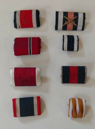Ww1 Ww2 German 8 Single Ribbons Iron Cross War Merit East West Social Welfare
