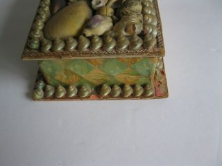 Antique Vtg Sailor Sea Shell Tramp Folk Art Trinket Jewelry or Sewing Box As - is 4