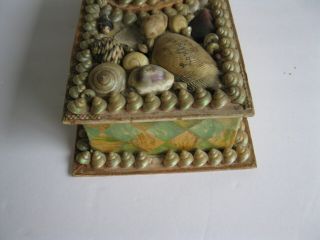 Antique Vtg Sailor Sea Shell Tramp Folk Art Trinket Jewelry or Sewing Box As - is 6