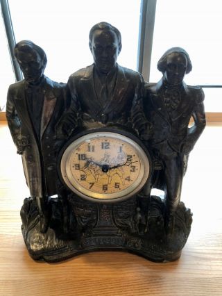Antique 1934 United Steersman Animated Figural Clock Lincoln,  Fdr,  Washington