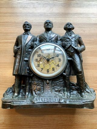 Antique 1934 United Steersman Animated Figural Clock Lincoln,  FDR,  Washington 5